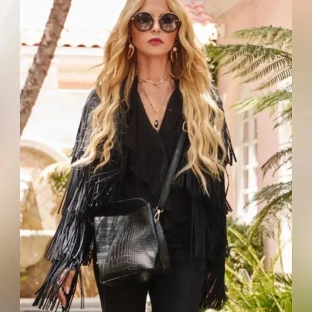 NEW! Curateur Aota Elena (All of the Above by Rachel Zoe) bucket bag black croc - Picture 2 of 12